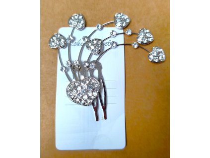 Ozdoba do vlasov veľká strieborná s kamienkami 1ks