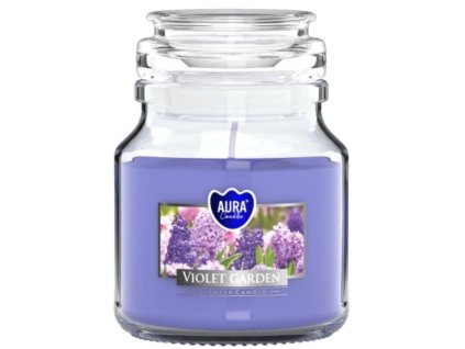 Aura Bispol Violet Garden vonná sviečka s vrchnákom120g
