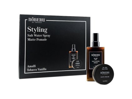 Darčeková sada pre mužov na úpravu vlasov NOBERU Salt water spray & Matte pomade