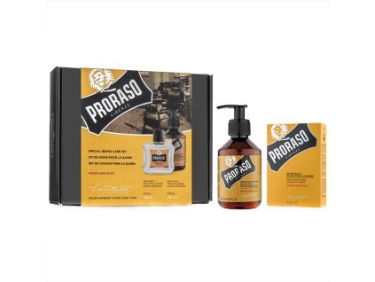 Darčeková sada balzamu a šampónu na bradu PRORASO Drevo a korenie