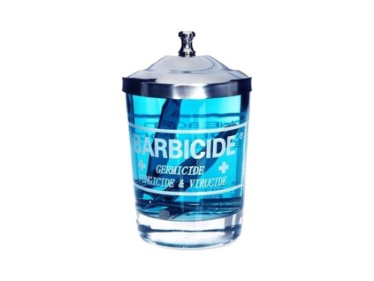 Malá sklenená nádobka na dezinfekciu BARBICIDE Glass manicure table jar 120 ml