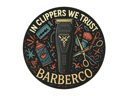 Barber samolepka BARBERCO In clippers we trust