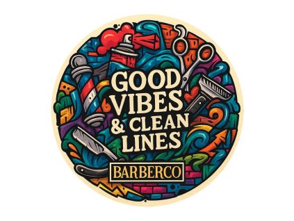 Barber samolepka BARBERCO Good vibes & clean lines
