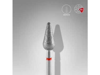 Staleks Diamantový brúsny nadstavec - "rounded pear" red - FA101R050/12