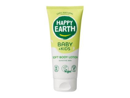 Prírodné baby & kids jemné telové mlieko s bambuckým maslom pre citlivú pokožku Happy Earth 200ml