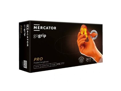 Nitrilové ochranné rukavice oranžové Mercator gogrip PRO – XL 50ks