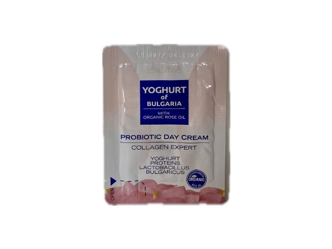 Denný probiotický pleťový krém s kolagénom a organickým ružovým olejom Yoghurt of Bulgaria 2ml vzorka