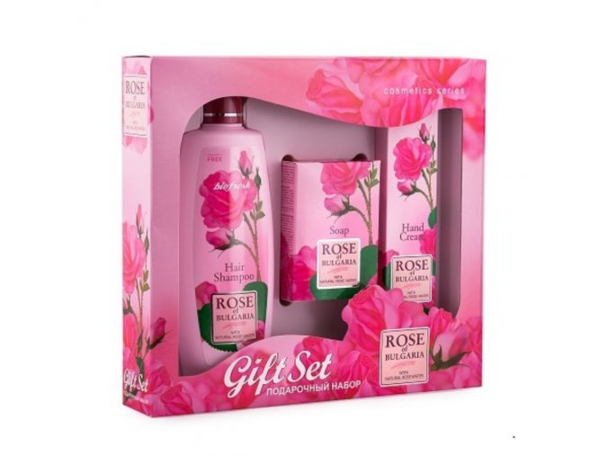 Darčekový set - šampón, mydlo a krém na ruky z ružovej vody Rose of Bulgaria