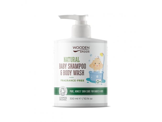 Detský sprchový gél a šampón na vlasy 2v1 bez parfumácie WoodenSpoon 300 ml