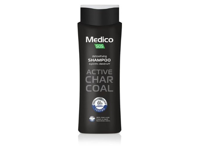Detoxikačný šampón proti lupinám s aktívnym uhlím Medico SOS 390ml