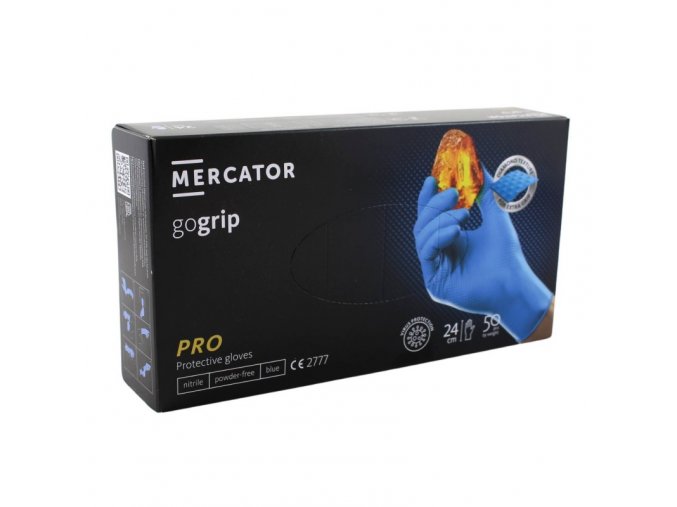 Nitrilové ochranné rukavice modré Mercator gogrip–M 50ks