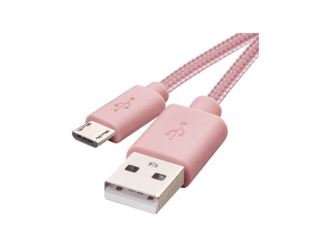 Nabíjací a dátový kábel USB-A 2.0 / micro USB-B 2.0, 1 m, ružový