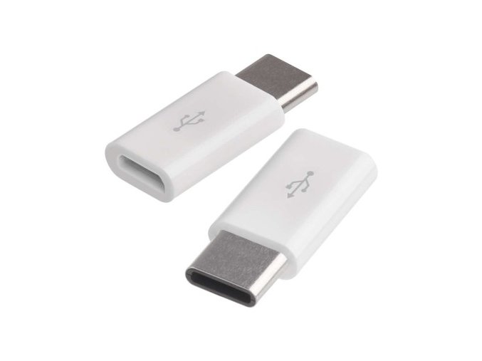 Adaptér micro USB-B 2.0 / USB-C 2.0, biely, 2 ks
