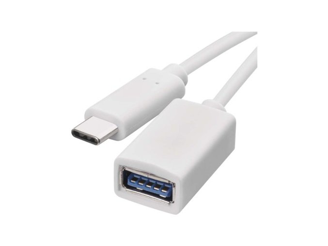 Dátový OTG kábel USB-A 3.0 / USB-C 3.0 s funkciou redukcie, 15 cm, biely