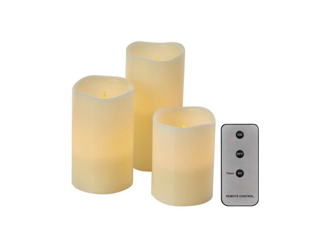 LED dekorácia – 3x vosková sviečka, 3x 3x AAA, vnútorná, vintage, ovládač