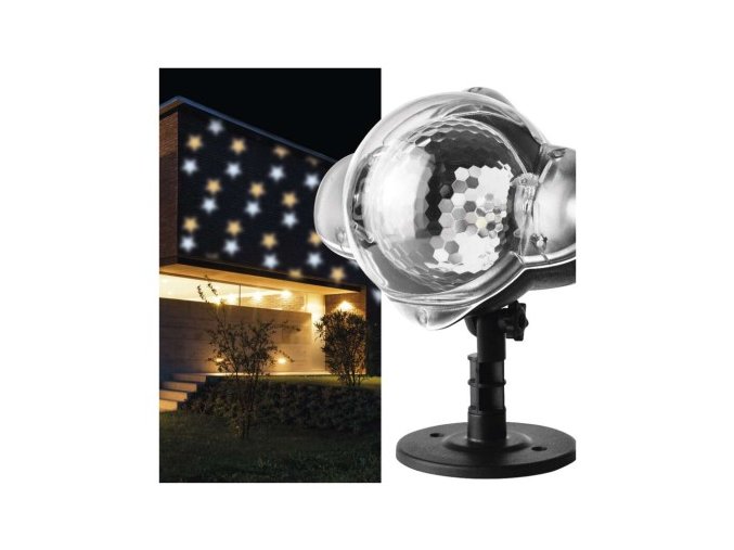 LED dekoratívny projektor – hviezdičky, vonkajší aj vnútorný, teplá/studená biela