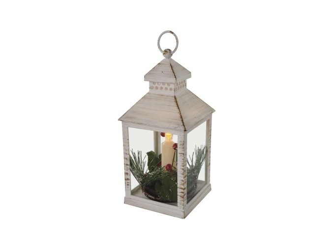 LED dekorácia – vianočný lampáš so sviečkou, 23 cm, 3x AAA, vnútorný, vintage