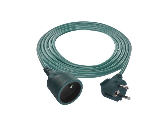 Predlžovací kábel 2 m / 1 zásuvka / zelený / PVC / 1 mm2