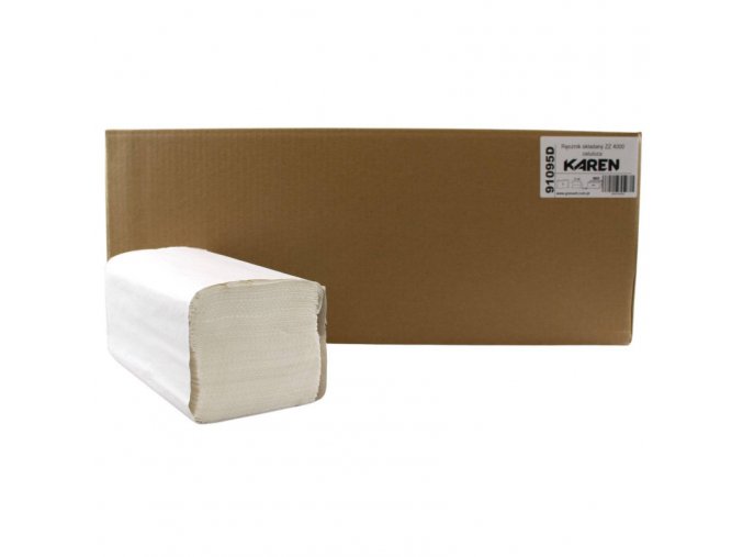 ZZ skladané papierové utierky KAREN 21x20cm, 1vr. 100 % celulóza (4000ks)