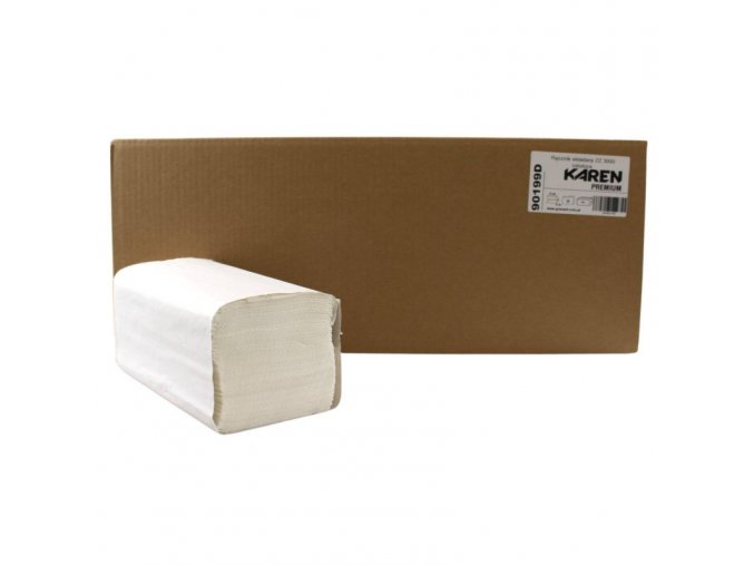 ZZ skladané papierové utierky KAREN 21x20cm, 2vr. 100 % celulóza (3000ks)