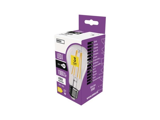 LED žiarovka Filament A60 / E27 / 7,8W (75W) / 1060 lm / neutrálna biela