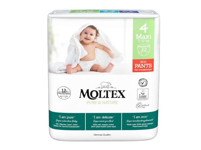 Naťahovacie plienkové nohavičky Moltex Pure & Nature Maxi 7-12 kg 22ks