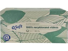 Q Soft hygienické vreckovky recyklované 3-vrstvové 80 ks