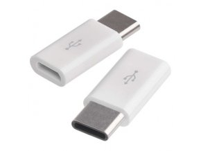 Adaptér micro USB-B 2.0 / USB-C 2.0, biely, 2 ks