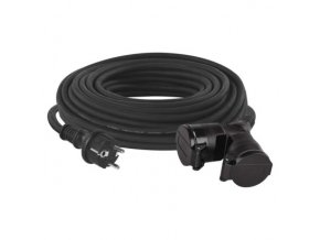 Vonkajší predlžovací kábel 25 m / 2 zásuvky / čierny / guma / 230 V / 1,5 mm2
