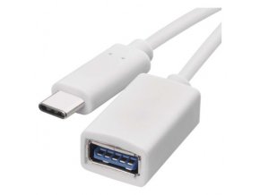 Dátový OTG kábel USB-A 3.0 / USB-C 3.0 s funkciou redukcie, 15 cm, biely