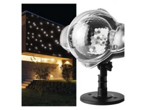 LED dekoratívny projektor – padajúce vločky, vonkajší aj vnútorný, biela