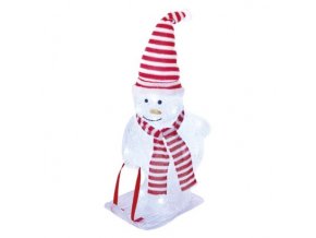 LED vianoč. snehuliak s čiapkou a šálom, 46 cm, vonkaj. aj vnútor., studená biela