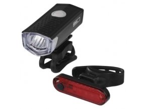 LED predné + zadné nabíjacie svietidlo na bicykel P3923, 90 lm