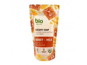 BIO naturell krémové mydlo HONEY &amp; MILK   - náhradná náplň 460ml