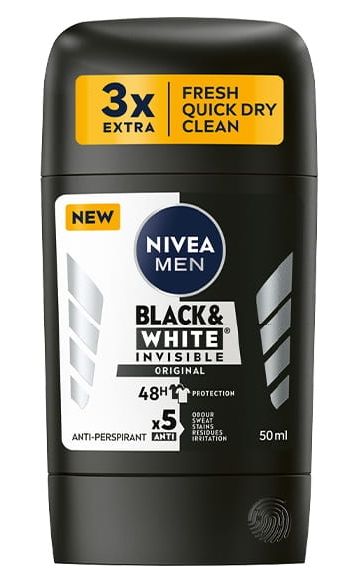 Nivea Invisible Black&amp;White pánsky tuhý anti-perspirant 50ml