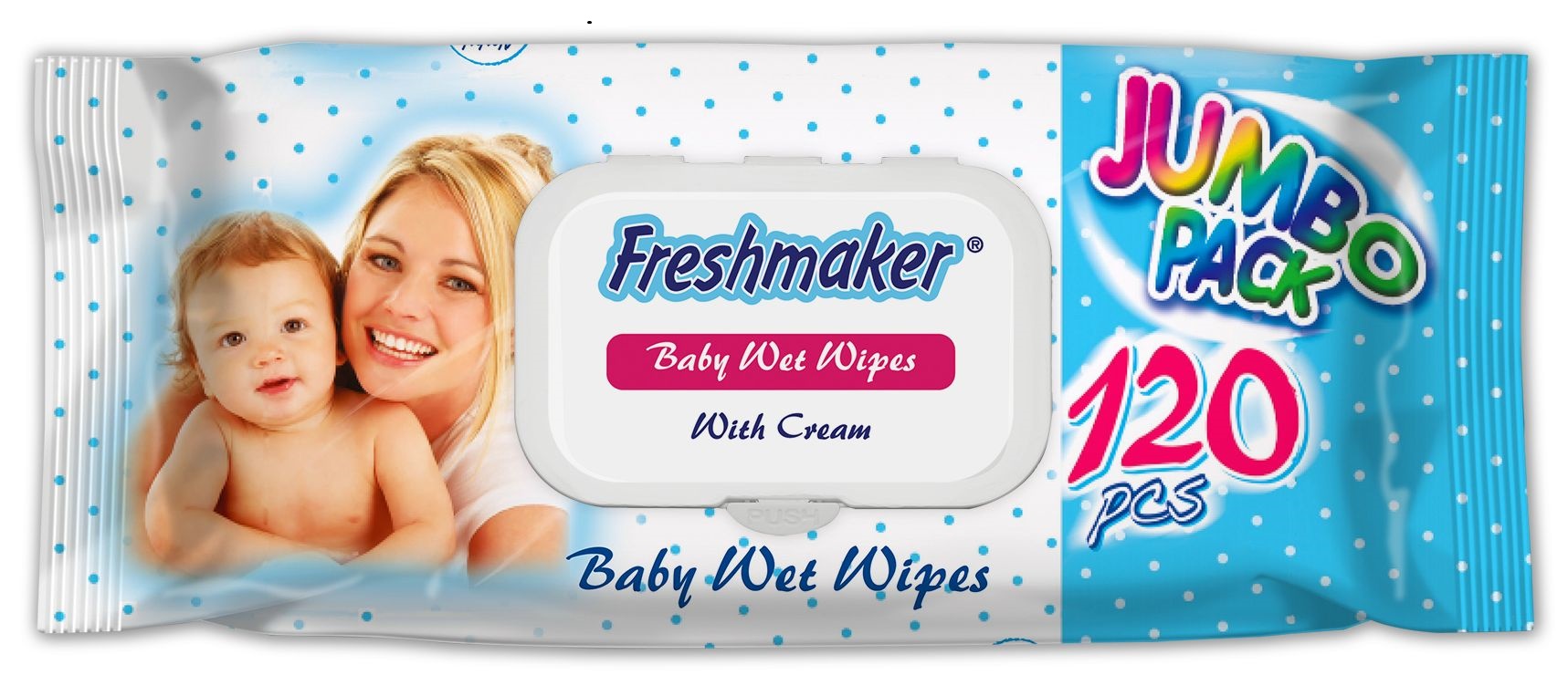 Freshmaker detské vlhčené obrúsky 120ks Jumbo Pack uzatvárateľné s klipom