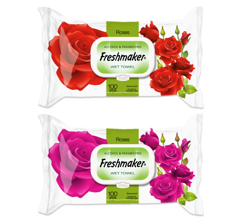 Freshmaker vlhčené obrúsky 100ks Rose uzatvárateľné s klipom
