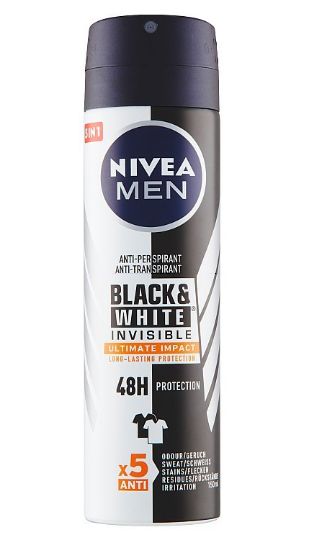 Nivea Invisible Black&amp;White Ultimate Impact pánsky deospray 150ml