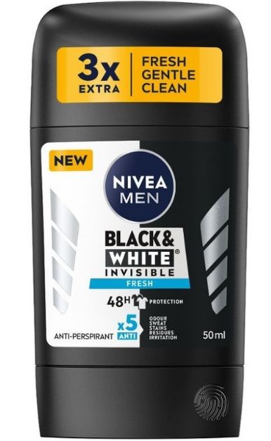 Nivea Invisible Black&amp;White Fresh pánsky tuhý anti-perspirant 50ml