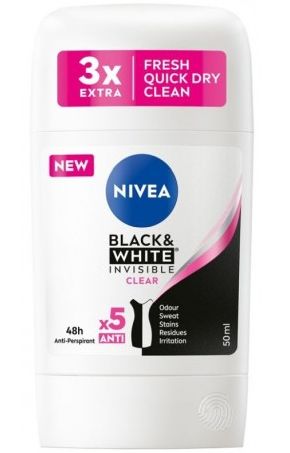 Nivea Invisible Black&amp;White Clear dámsky tuhý anti-perspirant 50ml