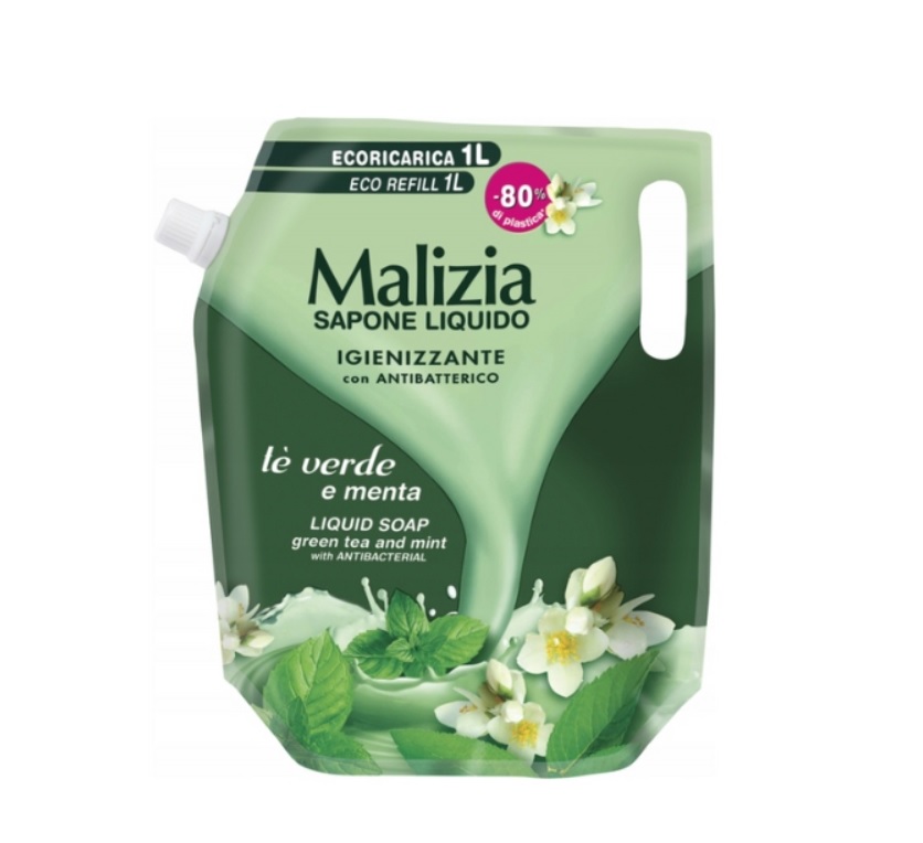 Malizia Tekuté mydlo GREEN TEA & MINT náhradná náplň 1000 ml