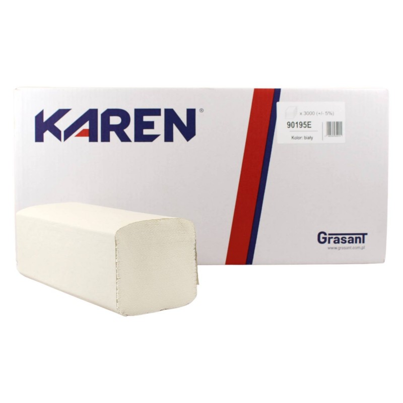 ZZ skladané papierové utierky KAREN 25x20CM 2vr.100 % celulóza(3000ks)