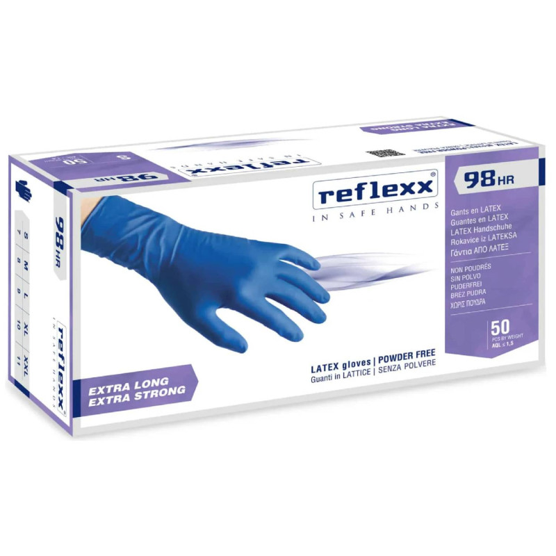Latexové rukavice jednorázové REFLEXX R98 HR modré M