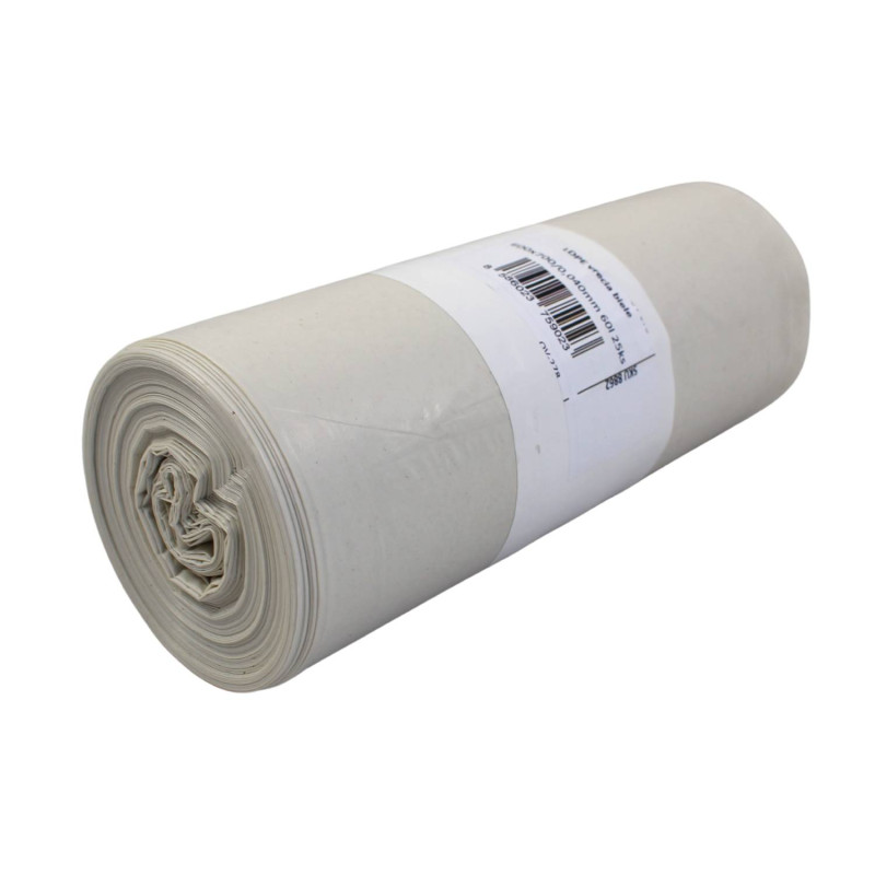 LDPE vrecia biele 600x700mm/40my 60L – 25 ks