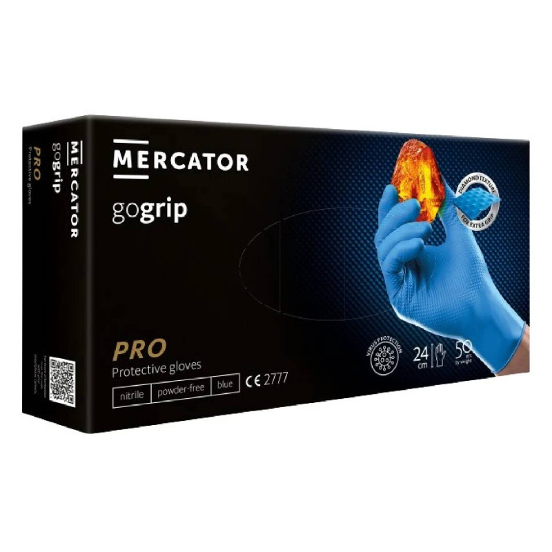Nitrilové ochranné rukavice modré Mercator gogrip PRO – XL 50ks