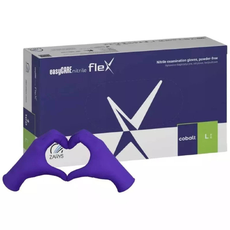 Nitrilové rukavice jednorázové easyCARE FLEX – kobaltová L 100ks