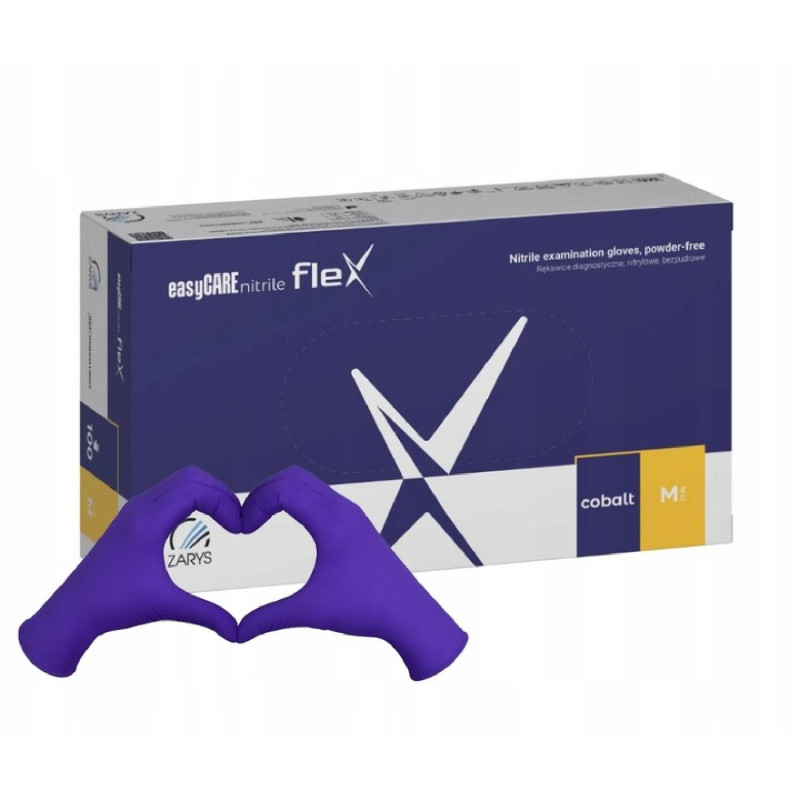Nitrilové rukavice jednorázové easyCARE FLEX – kobaltová M 100ks