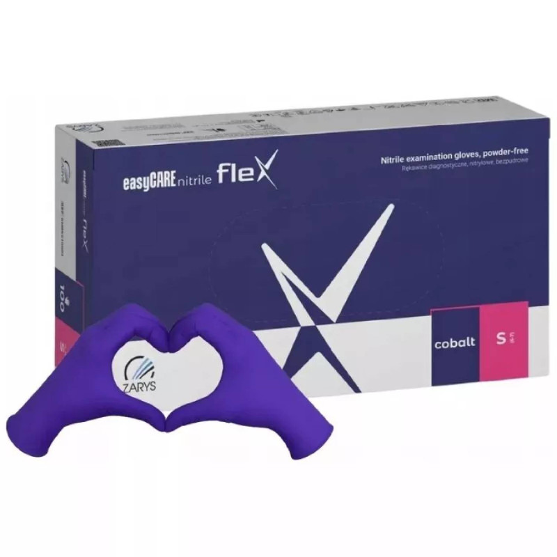 Nitrilové rukavice jednorázové easyCARE FLEX – kobaltová S 100ks