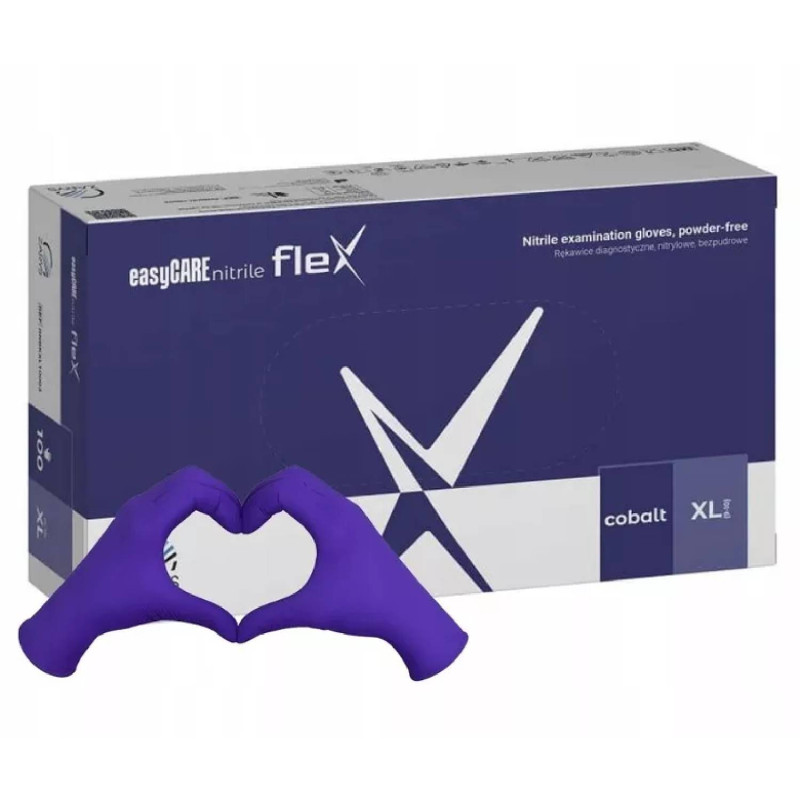 Nitrilové rukavice jednorázové easyCARE FLEX – kobaltová XL 100ks