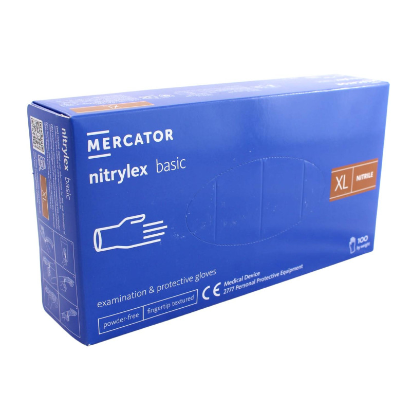 Nitrilové rukavice jednorázové MERCATOR nitrylex basic - tmavo modré XL 100ks